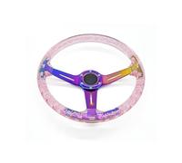 Universal Steering Wheel Universal 14 Inch Acrylic Transparent Glow in the Dark Racing Steering Wheel Compatible Car Models Deep Dish Design(Pink)