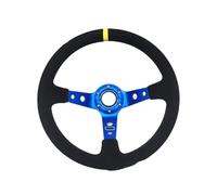 Universal Steering Wheel Universal 14-inch Suede Deep Dish Racing Steering Wheel For Car Modification Sports Drift Deep Dish Design(Yellow ring and black line)