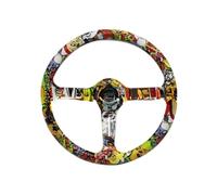 Universal Steering Wheel Universal Acrylic Cartoon Quick Release Steering Wheel 14in 340mm For Anime Racing Deep Dish Design(Yellow)