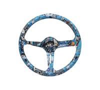 Universal Steering Wheel Universal Acrylic Cartoon Quick Release Steering Wheel 14in 340mm For Anime Racing Deep Dish Design(Blue)