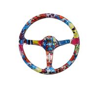 Universal Steering Wheel Universal Acrylic Cartoon Quick Release Steering Wheel 14in 340mm For Anime Racing Deep Dish Design(Red)