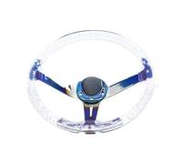 Universal Steering Wheel Universal Acrylic Transparent Resin Quick Release Steering Wheel 14in 340mm For Nardi Compatible Deep Dish Design(Baked blue transparent)
