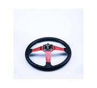 Universal Steering Wheel Universal PU Steering Wheel 14in 350mm Racing Style For Car Modification Deep Dish Design(Red)