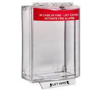 Universal Stopper, STI-13110FR, Safety Technology International, Polycarbonate Call Point Cover, MCP Protector, Fire Alarm Cover, Surface Mount, Fire Red Hood