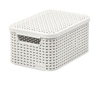 Universal Storage Basket Curver Rattan Style M Cream Lid Decorative 205848