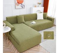 Universal Stretch Sofa Cover 3 2 4 Seater with Left Right Chaise Waterproof Fabric Soft Armrest Protector Green (190cm 230cm)