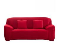 Universal Stretch Sofa Cover - Classic Solid Red Color, Anti-Slip Couch Protector for 1/2/3/4 Seater & Armchair, Easy to Clean Fur Protector, & Slish