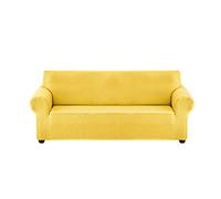Universal Stretch Sofa Cover, Pet-Friendly Elastic Furniture Protector, Solid Color (Bright Yellow, 2 Pieces) - Stretchable Couch Slipcover for Dogs and Cats
