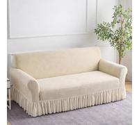 Universal Stretch Sofa Cover Soft Waterproof Couch Protector for 1/2/3/4 Seater All-inclusive with Skirt Breathable Furniture Shield (Size: 3 Seater Color: C)