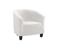 Universal Stretch Sofa Cover - Solid Color Armchair Protector for Living Room Club Reception & Bedroom - White Slipcover for Armchairs and Chairs