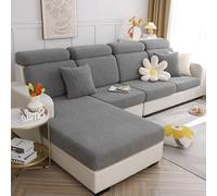 Universal Stretch Sofa Seat Cushion Cover - L Shape Slipcover for Couch, Chaise, and Cushion Protector (Grey Wheat)