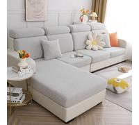 Universal Stretch Sofa Seat Cushion Cover - L Shape Slipcover for Couch, Chaise, and Cushion Protector (Light Grey Wheat)