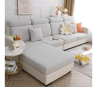 Universal Stretch Sofa Seat Cushion Cover - L Shape Slipcover for Couch, Chaise Protector (Light Grey Wheat)