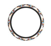 Universal Stretch Steering Wheel Cover Abstract Geometric Doodle Star 15 Inch Car Wheel Protector Anti-Slip Grip & Easy Install for Car, Truck, SUV