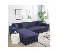 Universal Stretchable Corner Sofa Cover Navy Blue Slipcover for 3 Seat & 3 Seat Sectional Polyester Fabric Easy to Clean Modern Home Décor