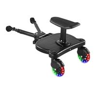 Universal Stroller Board Buggy Board with 2 LED Lighted Wheels and Detachable Seat, 2in1 Sit and Stand Stroller Glider Board Holds Children Up to 55 LBs City Mini Stroller Standing Board