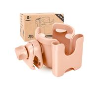 Universal Stroller Cup Holder with Mobile Phone Case, 2-in-1 Strollers Storage Rack, 360 Degrees Rotation Drink Holder for Bike, Pushchair, Wheelchair, Walker,Bicycle, Fits Most Cups (Pink)