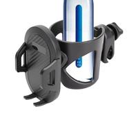 Universal Stroller Cup Holder with Phone Holders - 2-in-1 Pram Bottle Holderss for, Wheelchair & Bike | Anti-Slip Pushchair Drinks Holder, Fits Sippy Cups & Large Smartphones, Black