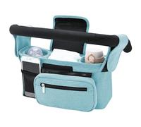 Universal Stroller Organizer with Insulated Cup Holder - Detachable Phone Bag & Shoulder Strap, Fits for Stroller Like Uppababy, Baby Jogger, Britax, BOB, Umbrella and Pet Stroller (Black) (Green)