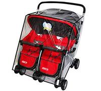 Universal Stroller Raincover Twins Strollers Double Side by Side Baby Stroller Transparent PVC rain Cover for Pushchair Pram Buggy Rainproof Windproof Rain Cover with Canopy and Zipper Door