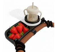 Universal Stroller Snack Tray with Cup Holder 2 in 1 - Stroller Tray Attachment for Baby & Toddler - Baby Stroller Accessories - Fit Most Strollers, Dishwasher Safe with Dust Cover & Silicone Arms