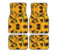 Universal Sunflower Print Car Floor Mats â€“ Four-Piece Set for Front & Rear, Durable for SUV, Sedan, Van, Truck