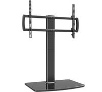 Universal Swivel TV Stand/Base Table Top Stand 40 to 86 inch TVs 110 Degree Swivel, 5 Level Height Adjustable, Heavy Duty Tempered Glass Base, Holds up 132lbs Screens, HT04B-003