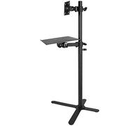 Universal Swivel TV Stand for 12-27 Inch TVs Slim Stainless Steel Floor Mount Black Floating Cabinet Up to 20kg Load Adjustable Tilt Modern Design
