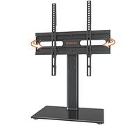 Universal Swivel TV Stand - Table Top TV Stand for 27-60 inch LCD LED TVs - Height Adjustable TV Base Stand with Tempered Glass Base & Wire Management, VESA 400x400mm HT06B-002