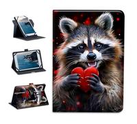 Universal Tablet Case 10.1 Inch Android Tablet Cover 360-Degree Rotation Viewing Stand Folio PU Leather Covers for All Kinds of 9-10.5 Inch Android/iOS/Windows Tablets Cases,Red Panda Holding a Heart