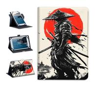 Universal Tablet Case 10.1 Inch Android Tablet Cover 360-Degree Rotation Viewing Stand Folio PU Leather Covers for All Kinds of 9-10.5Inch Android/iOS/Windows Tablets Cases,Black Samurai Sword