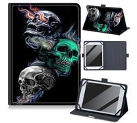 Universal Tablet Case 10.5-11.5 Inch, Compatible with iPad Pro 11(1st-4th Gen) iPad Air 10.9(4th-5th Gen), Galaxy Tab S9/S8/S7, PU Leather Stand Folio Cover with Adjustable Stand, Terror Skull