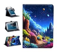 Universal Tablet Case 10.9 Inch Android Tablet Cover 360-Degree Rotation Viewing Stand Folio PU Leather Covers for All Kinds of 10.5-11.5Inch Tablets Cases,Psychedelic Planet