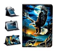 Universal Tablet Case 10.9 Inch Android Tablet Cover 360-Degree Rotation Viewing Stand Folio PU Leather Covers for All Kinds of 10.5-11.5 Inch Tablets Cases,Bald Eagle Wolf Mountain Forest