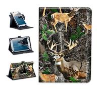 Universal Tablet Case 10.9 Inch Android Tablet Cover 360-Degree Rotation Viewing Stand Folio PU Leather Covers for All Kinds of 10.5-11.5 Inch Tablets Cases,Deer in The Forest