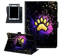 Universal Tablet Case 6-7 Inch, PU Leather 360° Rotating Folio Stand Cover, Multi-Angle Protective Case for 6"-7" Android Tablets，Colorful Dog Pawprint