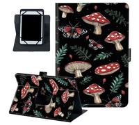 Universal Tablet Case 9.6-10.5 Inch, PU Leather 360° Rotating Stand Cover, Multi-Angle Folio Protective Case for 10" Tablets,Mushrooms Leaves and Moths