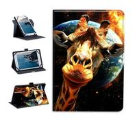 Universal Tablet Case Tablet Cover 360-Degree Rotation Viewing Stand Folio PU Leather Covers for All Kinds of 6-7Inch Android/iOS/Windows Tablets Cases,Giraffe Earth Space