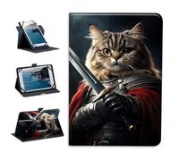 Universal Tablet Case Tablet Cover 360-Degree Rotation Viewing Stand Folio PU Leather Covers for All Kinds of 6-7Inch Android/iOS/Windows Tablets Cases,Knight Cat Armor