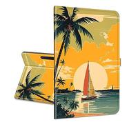 Universal Tablet for Google Pixel Tablet 2023 Case, 11 Inch and Other 10.5-11.5 Inch Models, with a 360-Degree Swivel Stand, Ultra Slim PU Leather Stylish Tablet Cover, Ocean and Sunset Theme