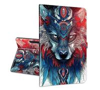 Universal Tablet for Google Pixel Tablet 2023 Case, 11 Inch and Other 10.5-11.5 Inch Models, with a 360-Degree Swivel Stand, Ultra Slim PU Leather Stylish Tablet Cover, Tribal Black Wolf Theme