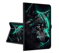 Universal Tablet for Google Pixel Tablet 2023 Case, 11 Inch and Other 10.5-11.5 Inch Models, with a 360-Degree Swivel Stand, Ultra Slim PU Leather Stylish Tablet Cover, Glowing Wolf Theme