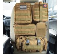 Universal Tactical Car Seat Back Organizer Bag Tactical Molle Vehicle Organizers Panel Gear Accessories with 5 Different Size Molle Pouches for Car Truck Ford Jeep Vehicle (A style-Khaki)