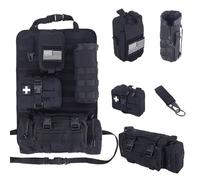 Universal Tactical Car Seat Back Organizer Bag Tactical Molle Vehicle Organizers Panel Vehicle Protector Organizers with 4 Detachable Pouches for Car Truck Ford Jeep Vehicle (Black)
