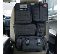Universal Tactical Car Seat Back Organizer Bag Tactical Molle Vehicle Organizers Panel Vehicle Protector Organizers with 5 Detachable Pouches for Car Truck Ford Jeep (Black)