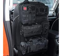 Universal Tactical Vehicle Seat Back Organizer with 5 Detachable Molle Pouch, Medical Pouch Phone Pouch, 3 Different Size Admin Pouch Vehicle Panel Organizer Storage Bag with Multi-Pocket