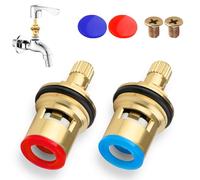 Universal Tap Valve Replacement, AHRLIC 1/4 Turn 20 Spline Brass Ceramic Cartridge for Kitchen, Shower, Bathroom Faucets - 2 Pack
