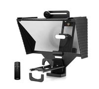 Universal Teleprompter Portable with BT Remote Control Lens Adapter Ring Compatible Phone Tablet Camera for Live Stream Hosting Speech Video Recording Online Teaching