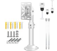 Universal Telescoping Security Camera Pole Mount Kit, Extendable Aluminium Duckbill Bracket with Iron Adapter Plate, 360° Rotate & 180° Tilt CCTV Holder, for All Weather Wall Ceiling Column