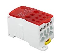 Universal Terminal Block Junction Box, DIN Rail Main Line Power Distribution Box, 690V 400A Fireproof PA66 & Brass Connector, for Industrial Control Panels and High - Voltage (Red)